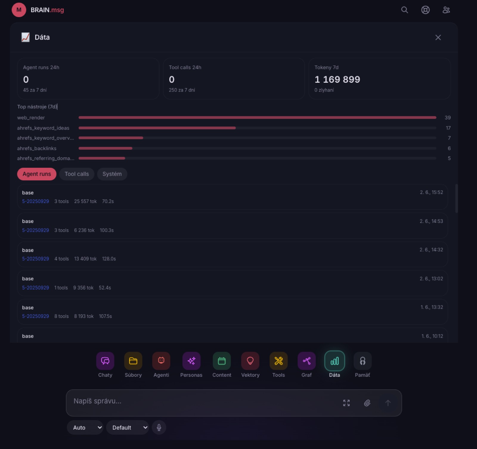 Tool calls, expanded with their results